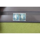 GB Queen Victoria 1841 2d Blue Pair SG 14, with clear 138 cancel, fair margins.