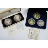 Five Crown Sized Coins, to include Caymen Islands 1983 $10 proof silver coin, Jamaica 1983 $10 proof