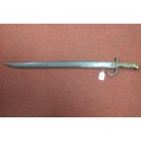 A XIX Century French Sabre Bayonet, dated 1869, some chips and rust spots to blade, dent to grip/