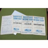 Sheffield Wednesday 1946-7 Programmes, v. Fulham, Chesterfield, Southampton, and Reserves v.