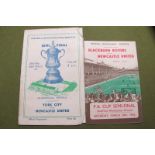 Newcastle F.A. Cup Semi Final Programmes, at Hillsborough - 1952 v. Blackburn, 55 v. York. (2)