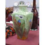 A 1930's Art Deco Cranston (Woods Tileries Hanley Ltd) Vase, of square section tubelined with