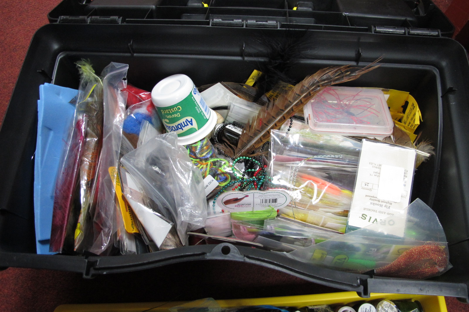 Fly Fishing Equipment, including lures, clamp, tying thread, clothing, hooks, feathers. - Image 3 of 11