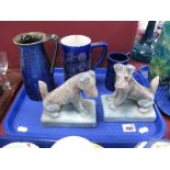 Bourne Denby Danesby Ware Electric Blue Jug, Denby terrier book-ends, Portmeirion 'Totem' jug and