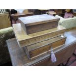 Softwood Box, with pine inner sections, 39.5cm wide, two pine boxes. (3)