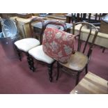 Fischel Bentwood Single Chair, two Victorian style dining chairs, footstool. (4)