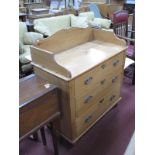 Late XIX Century Pine Washstand, with shaped gallery, over three graduated drawers, on turned
