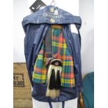 Tartan Kilt in Worsted Wool, labelled Tartan Shop, Peterborough, including belt, sporran, bow ties.