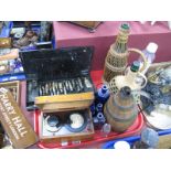 Windsor & Newton Artists Tin, Micro ammeter, coopered jug, poison bottles, etc:- One Tray