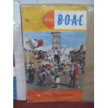 B.O.A.C Travel poster, circa 1960's featuring Plaza Scene, 'To Europe' below, 101 x 63cm.