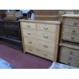 Early XX Century Stripped Walnut Chest, of two small and three long drawers, having reeded ends on