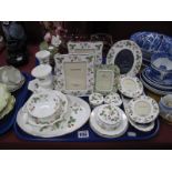 Wedgwood 'Wild Strawberry; China ware, including six photo frames, oval tray, (nineteen pieces):-