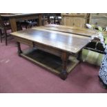 Oak Coffee Table, in the Titchmarsh and Goodwin manner, rectangular top, twin drawers and undershelf
