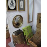 Circular Gilt wood Framed wall Mirror, two others, projector stand. (4)