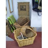 Wicker Bead Basket, circa early XX Century, 57cm wide (woodworm), six others. (7)