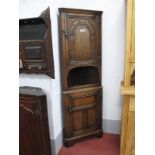 N.H. Chapman 'Siesta' Oak Freestanding Corner Cabinet, two sectional, with arched upper door,