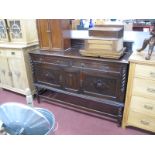 1920's Oak Sideboard, in the Jacobean manner, with low back, two drawers, over two doors, on