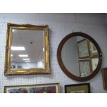 Early XX Century Mahogany Circular Framed Bevelled Wall Mirror, 67.5cm diameter; rectangular gilt