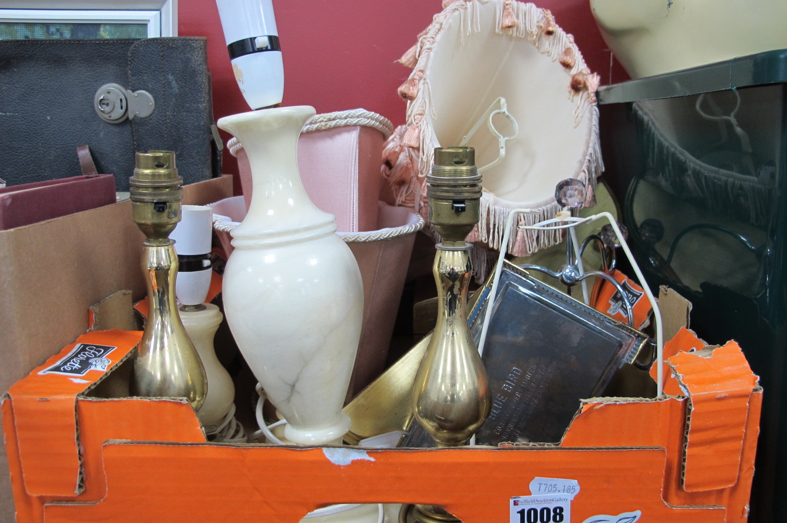 Table Lamps, gilt wall bracket, boxes:- One Box