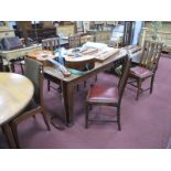 Early XX Century Oak Dining Room Suite in the Arts & Crafts Manner, comprising extending table