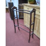 Edwardian Inlaid Mahogany Towel Rail, on splayed legs, 63cm wide.