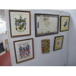 J.Bernard Burke Heraldic Register 1849-1850, four Heraldic Shields, frames indentures.