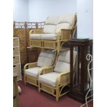 Three Piece Cane Conservatory Suite.