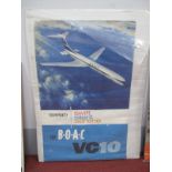 B.O.A.C Travel poster, circa 1960's featuring VC10 Aircraft in Flight, 'Triumphantly Swift,