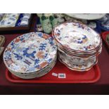 Six Mason's Ironstone Plates, 'Oriental Japan' Dessert ware (some damages):- One Tray