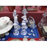 Hawthornden RSB Pair of Blue and White Candlesticks, 17.5cm high, pair of blue and white porcelain