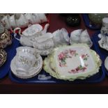 Royal Albert 'Haworth' Tea For Two Set and Two Rose Dishes, six early XX Century Foley saucers