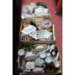 Poole Pottery Bowls, (damaged), Italian dish, bird group, figurines,Denby cups and saucers, other