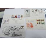 Signed First Day Covers: Henry Cooper, Bill Oddie, Ken Dodd, Michael Cane, unverified. (4)