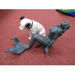 Painted Iron Mermaid, 50cm high, and Nipper Dog.