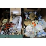 Clocks, manicure sets, optics, pottery, etc:- Two Boxes