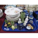 Limoges Dessert Ware, ginger jar, posies, owl vase, etc:- One Tray
