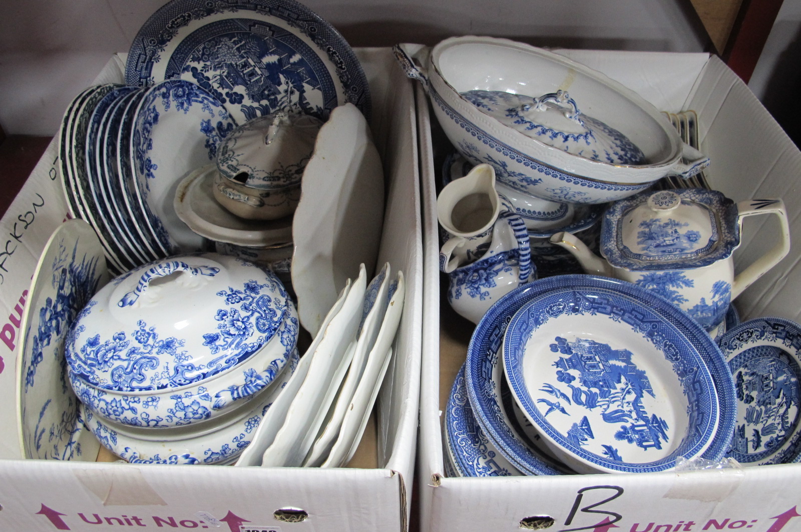 Losol 'Tokio' Tureens, Adams 'Landscapes' coffee pot, Maddock, Willow Pattern, other blue and