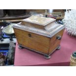 XIX Century Rosewood Tea Caddy, of sarcophagus form, with egg and dart decoration, liners and