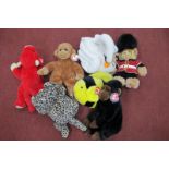 Hamleys 250th Birthday Bear, (2010); four 1990's TY Beanie Buddies, "Snort", "Bongo", "Congo", "