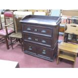 A Victorian Industrial Pine Chest, with gallery back, two long drawers over two large square