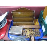 Early XX Century Oak Stationary Stand, Continental wall tidy, Oriental paper knife, Indian box,