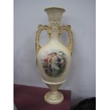 Royal Dux Porcelain Twin Handled Vase, of urn shape, circa 1900, featuring classical figural scene