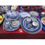 XIX Century Blue and White Willow Pattern Pottery, including Stockton, Marshall, Wedgwood, (