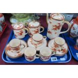 An Early XX Century Japanese Satsuma Part Coffee Service, comprising coffee pot, sugar and cream,