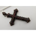 A XIX Century Garnet Set Cross Pendant, (loss) overall length including suspension loop 5.5cm.