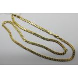 A 9ct Gold Flat Curb Link Chain, of uniform design, 61cm (16grams).