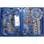 A Mixed Lot of Assorted Costume Jewellery, insulting bangles, bracelets, necklaces etc :- Two Trays