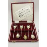 A Set of Six Hallmarked Silver Reproduction Charles I 'Slipped-In-The-Stalk' Style Coffee Spoons,