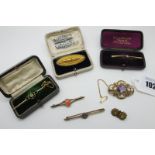 A Collection of XIX Century and Later Brooches, including a 15ct gold locket back brooch, of oval