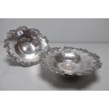 A Pair of Decorative XIX Century Plated on Copper Dishes, each of shaped design, allover foliate